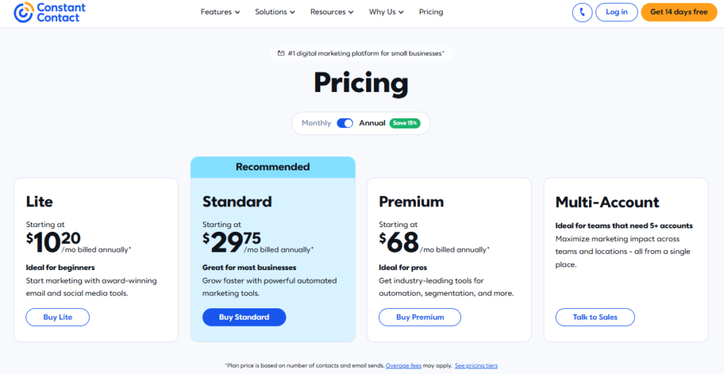 Constant Contact Pricing